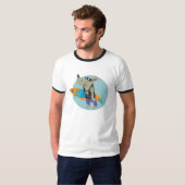サーファーのスカル犬の人 Tシャツ (正面フル)