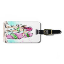 サーファーの女の子のカスタムな荷物のラベル