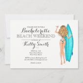 サーファーの女の子のバチェロレッテの招待状 招待状 (正面)