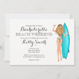 サーファーの女の子のバチェロレッテの招待状 招待状