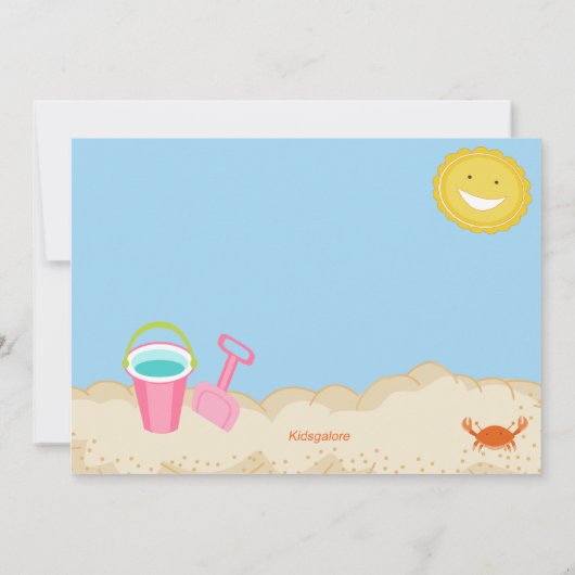 サーファーの女の子のビーチのパーティーの誕生日の招待状 招待状 (裏面)