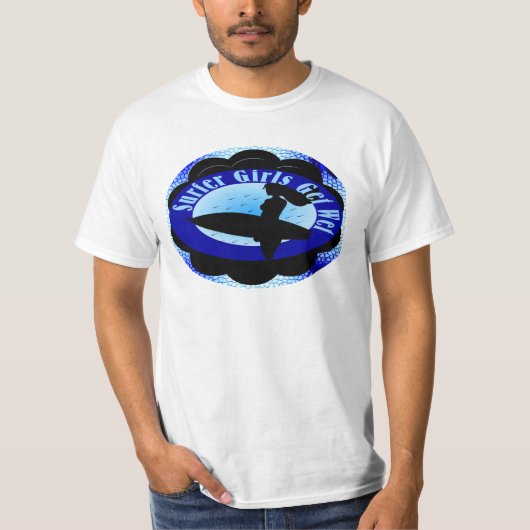 サーファーの女の子はぬれているなります Tシャツ (正面)