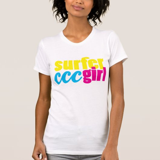 サーファーの女の子熱い色の女性のTシャツ Tシャツ (正面)
