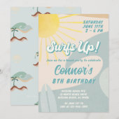 サーファーの少年招待状 すべての年齢サーフィンアップ招待 招待状 (正面/裏面)