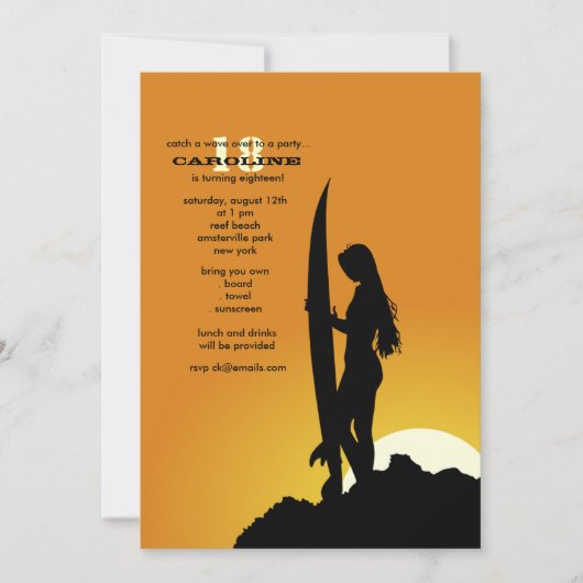 サーファーの朝の招待状 招待状 (正面)