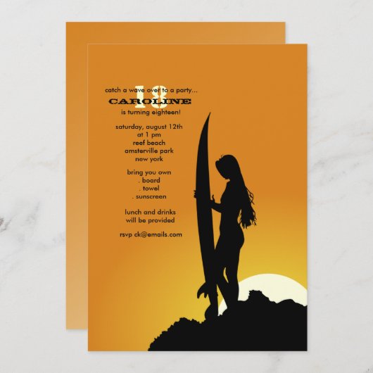 サーファーの朝の招待状 招待状 (正面/裏面)