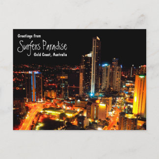 サーファーの楽園のゴールド・コーストオーストラリア都市ライト ポストカード