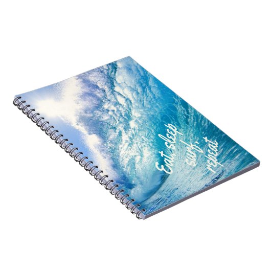 サーファーウェーブ海ブルーホワイト食べスリープサーフリピート ノートブック (右側)