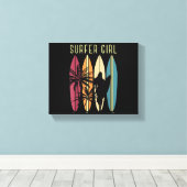 サーファーガールサーフボードサーフィン女性女子サーフオース キャンバスプリント (インサイチュ (ウッドフロア))