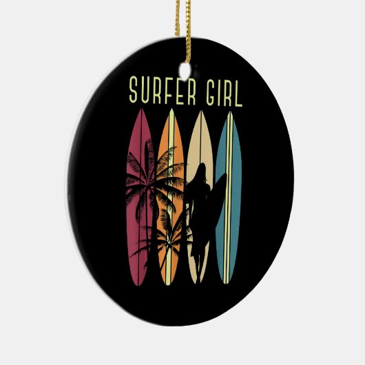 サーファーガールサーフボードサーフィン女性女子サーフオース セラミックオーナメント (右)