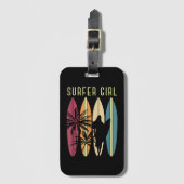サーファーガールサーフボードサーフィン女性女子サーフオース ラゲッジタグ (正面縦)