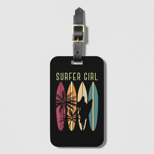 サーファーガールサーフボードサーフィン女性女子サーフオース ラゲッジタグ (正面縦)