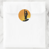 サーファーガールシルエット ラウンドシール (バッグ)