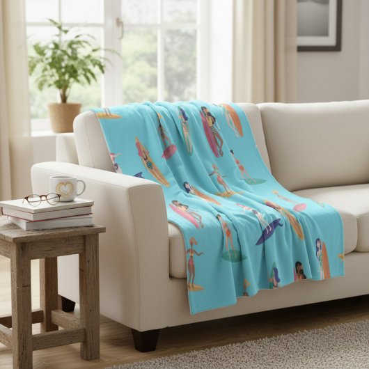 サーファーガールビーチ フリースブランケット