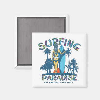 サーファーガールヴィンテージカリフォルニア マグネット