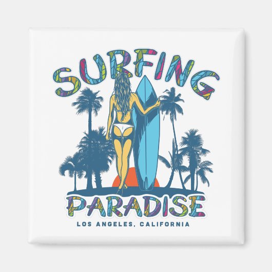 サーファーガールヴィンテージカリフォルニア マグネット (正面)