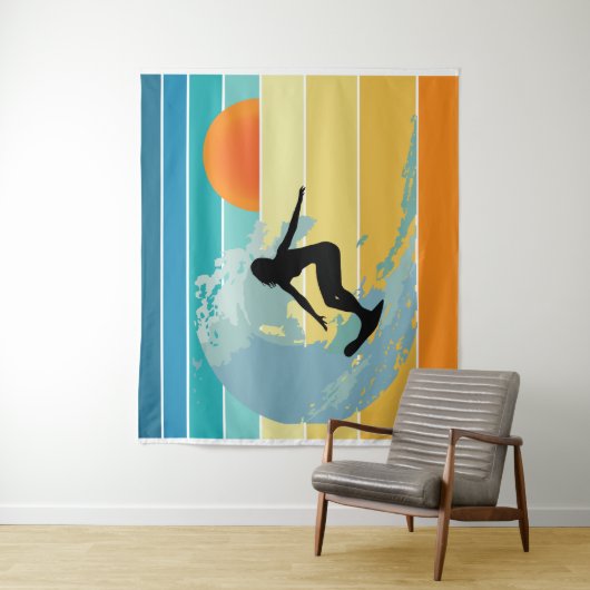 サーファーガールヴィンテージサンセット タペストリー (インサイチュ)