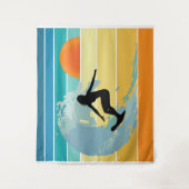 サーファーガールヴィンテージサンセット タペストリー (正面)