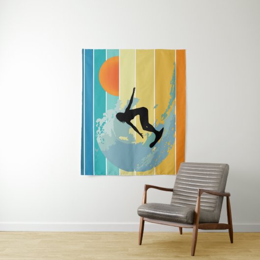 サーファーガールヴィンテージサンセット タペストリー (インサイチュ)