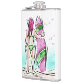 サーファーガール名前をカスタムするフラスコ フラスク (左)