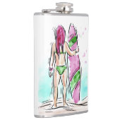 サーファーガール名前をカスタムするフラスコ フラスク (右)