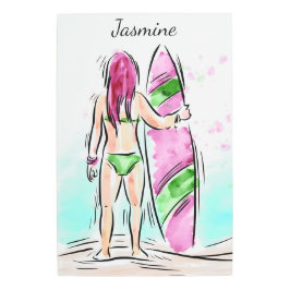 サーファーガール名前をカスタムするメタルウォール メタルプリント