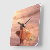 サーファーガール時計 スクエア壁時計 (傾斜)