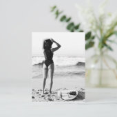 サーファーガール黒白フォト ポストカード (スタンド正面)
