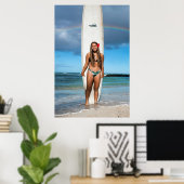 サーファーガール~ハワイレインボー ポスター (ホームオフィス)