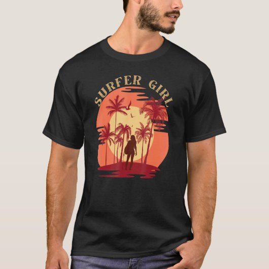 サーファーガール ビンテージ サーファー メンズ レディース Tシャツ (正面)
