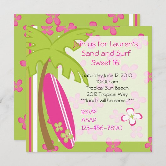 サーファーガール 招待状 (正面/裏面)