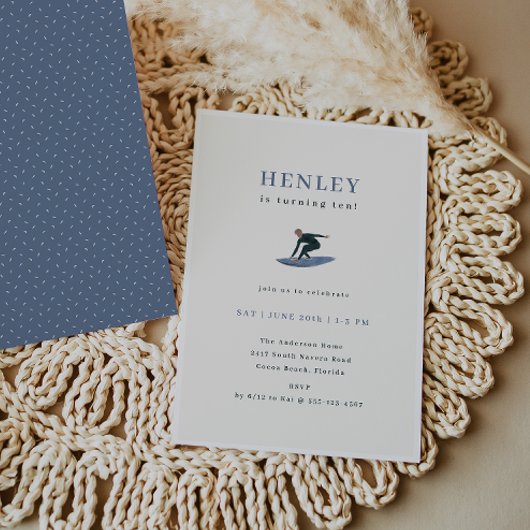 サーファークールテーマ誕生日パーティー 招待状