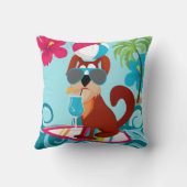 サーファークールドッグサーフボードサマービーチパーティーおもしろい クッション (裏面)