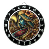 サーファーゴールデンサンセットグローアート ダーツボード (正面)