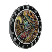 サーファーゴールデンサンセットグローアート ダーツボード (正面左)