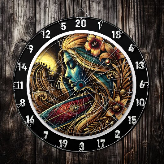 サーファーゴールデンサンセットグローアート ダーツボード