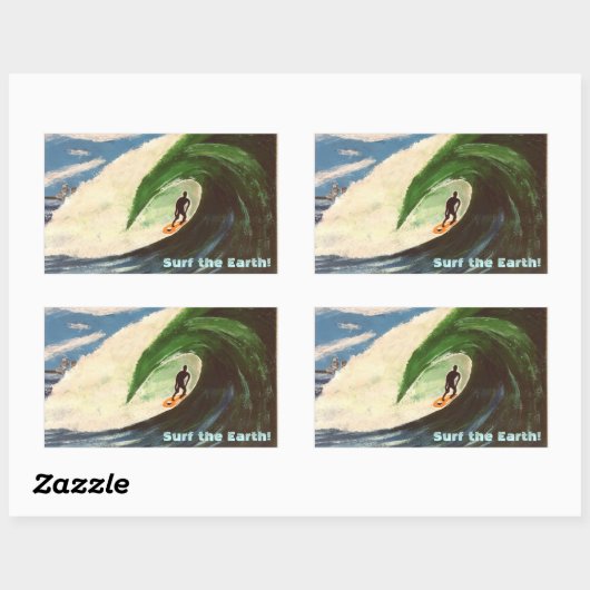 サーファーサーフィンサーフハワイのステッカーアート 長方形シール (シート)