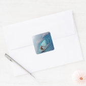 サーファーサーフィン巨大な波。 スクエアシール (封筒)