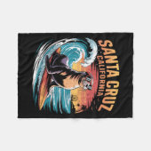 サーファーサーフィン70s 80sサンタクルーズカリフォルニアレトロ フリースブランケット (正面(横))