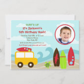 サーファーサーフフォトバースデーパーティ招待状 招待状 (正面)