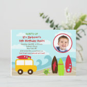 サーファーサーフフォトバースデーパーティ招待状 招待状 (スタンド正面)