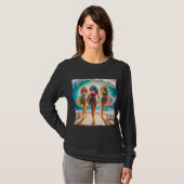 サーファーシスターズトリオ ビーチ散歩 Tシャツ (正面フル)