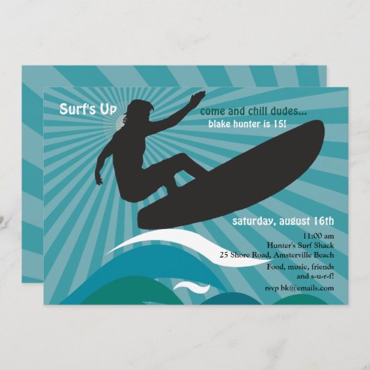 サーファーシルエット招待状 招待状 (正面/裏面)