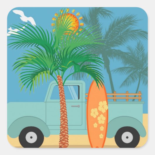 サーファーステッカー スクエアシール (正面)