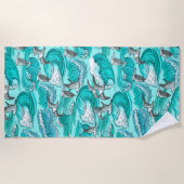 サーファーズウェーブパラダイス&シーグルズ ビーチタオル (正面)