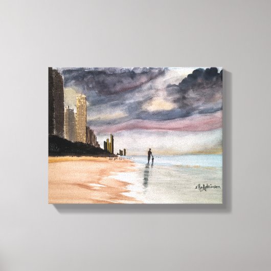 サーファーズパラダイスクイーンズランドオーストラリア水の色 キャンバスプリント (正面)