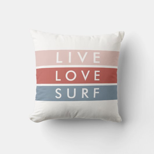 サーファーズライブラブサーフタイポグラフィビーチ引用文 クッション (正面)