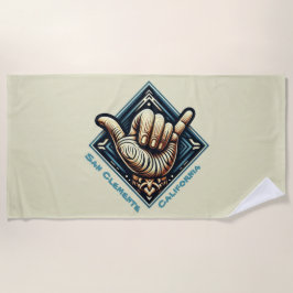 サーファーハンドシンボル ビーチタオル