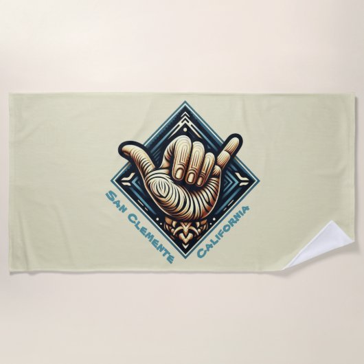 サーファーハンドシンボル ビーチタオル (正面)