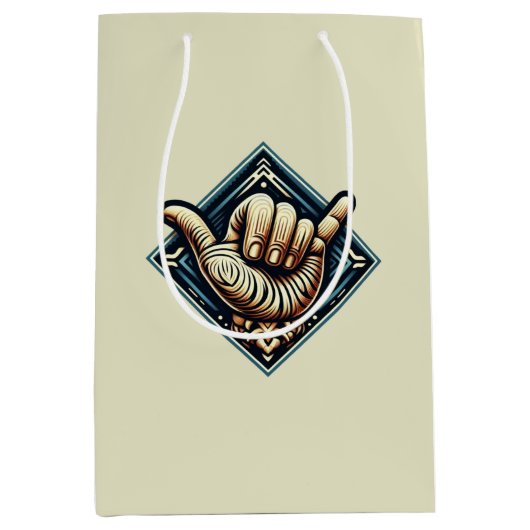 サーファーハンドシンボル ミディアムペーパーバッグ (正面)